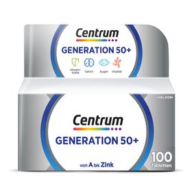 Centrum Generation Multivitamin 50+ – Hochwertiges Nahrungsergänzungsmittel mit Mikronährstoffen – Für Erwachsene ab 50 Jahren – Vitamine, Mineralstoffe, Spurenelemente - Jetzt 20% mit dem Code Vitamine20 sparen*
