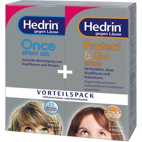 HEDRIN® Vorteilspack (1 ONCE Spray Gel + 1 Protect & Go Spray), Soforthilfe & Vorbeugung – Schnelle Hilfe gegen Läuse
