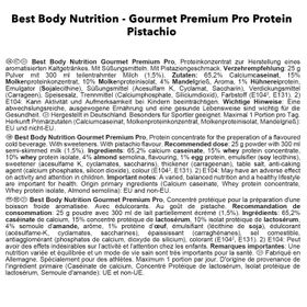 BEST BODY NUTRITION Gourmet PREMIUM PRO PROTEIN Pistachio