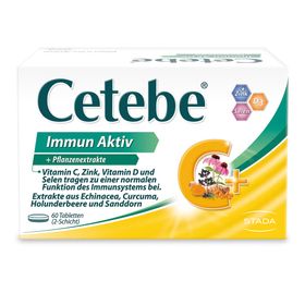 Cetebe® Immun Aktiv: Nahrungsergänzungsmittel zur Unterstützung der Abwehrkräfte mit Vitamin C, D3, Zink, Selen und ausgesuchten Pflanzenextrakten