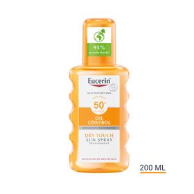 Eucerin® Oil Control Sun Spray Transparent LSF 50+ – Sonnenschutzspray mit leichter Textur, auch für zu Akne neigende Haut + Eucerin After Sun 50ml GRATIS