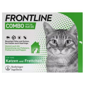 FRONTLINE COMBO® Spot on gegen Flöhe und Zecken Katze + Fellpflege-Handschuh für Haustiere GRATIS