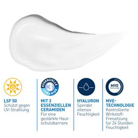 CeraVe Feuchtigkeitsspendende Gesichtscreme mit LSF 50 – für normale bis trockene Haut