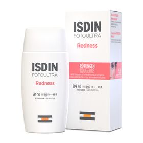 ISDIN Fotoultra Redness Fusion lichte Sonnencreme für das Gesicht bei sehr empfindlicher Haut, Rosazea und Couperose mit hohem Sonnenschutz LSF 50