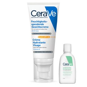 CeraVe Feuchtigkeitsspendende Gesichtscreme mit LSF 30 – für normale bis trockene Haut + CeraVe Schäumendes Reinigungsgel 20ml GRATIS