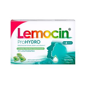 Lemocin® ProHYDRO für zwischendurch – Lutschtabletten mit Vitamin C, Biotin und Eibischwurzelextrakt zur Beruhigung und Befeuchtung von Hals und Rachen. Vegan, zuckerfrei, ab 4 Jahren