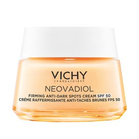 Vichy Neovadiol Straffende Anti-Pigmentflecken Creme LSF 50 mit 3-facher Anti-Aging-Wirkung und dem höchsten Lichtschutzfaktor 50.
