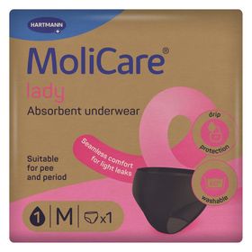 MoliCare lady - Diskreter waschbarer Inkontinenzslip & Periodenslip für Frauen, Größe M schwarz