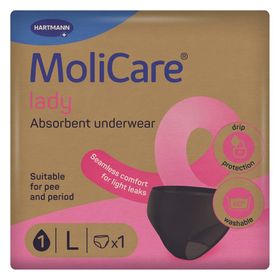 MoliCare lady - Diskreter waschbarer Inkontinenzslip & Periodenslip für Frauen, Größe L schwarz