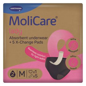 Waschbarer Inkontinenzslip MoliCare® lady Absorbent underwear Größe M + 5 X-Change Pads