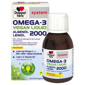Doppelherz® Omega-3 Vegan Liquid 2000 – Algenöl + Leinöl