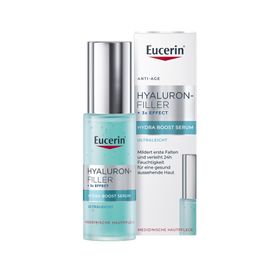 Eucerin® Hyaluron-Filler + 3x Effect Hydra Boost Serum – ultraleichtes Hyaluronserum für sofortige Feuchtigkeit und erste Fältchen, ideal als Make-up Primer - Jetzt 20% Rabatt mit dem Code "eucerin20"*