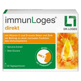 immunLoges direkt – Direkt. Fruchtig. Immunstark*. Praktische Trinkampullen für ein gesundes Immunsystem* – mit Vitamin C, Vitamin D, Selen und Zink