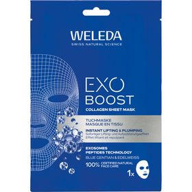 Weleda Exo Boost Tuchmaske Blauer Enzian & Edelweiss mit Collagen & Exosomen