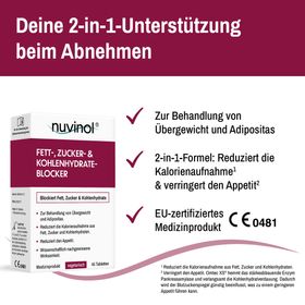 nuvinol Fett-, Zucker- & Kohlenhydrateblocker – Bei Abnehmen & Diät. Bei Adipositas & Übergewicht.