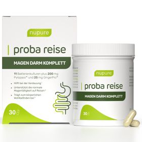 Nupure Proba Reise Magen Darm Komplett Kapseln – Mit 11 Milchsäurebakterienkulturen (ProbaTech™), Pylopass™ und Ingwerextrakt