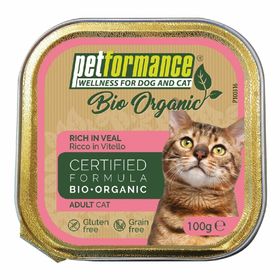 Petformance® Bio Organic Vaschetta Gatto Ricco in Vitello 100g