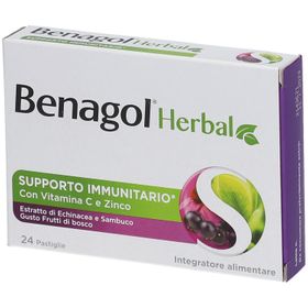 Benagol® Herbal Supporto Immunitario con Vitamina C e Zinco Gusto Frutti di Bosco