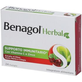 Benagol® Herbal Supporto Immunitario con Vitamina C e Zinco Gusto Menta e Ciliegia