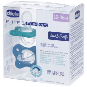 Chicco Dual Soft Schnuller Blau 16-36 Monate 2 Stück Chicco