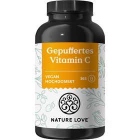 NATURE LOVE® Gepuffertes Vitamin C - Hochdosiert mit 1000mg Vitamin C je Tagesdosis - 365 Kapseln