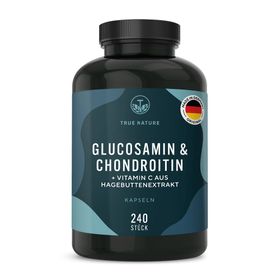 Glucosamin Chondroitin Kapseln hochdosiert - Vitamin C aus Hagebutte - 240 Kapseln - TRUE NATURE®
