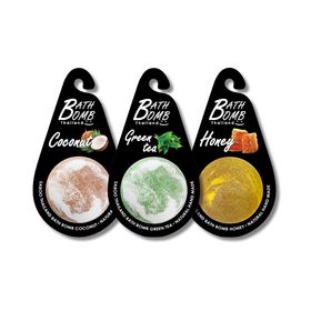 SABOO Schaumbad Bombe – Geschenkset aus drei Badebomben(Kokosnuss-Grüner Tee-Honig)