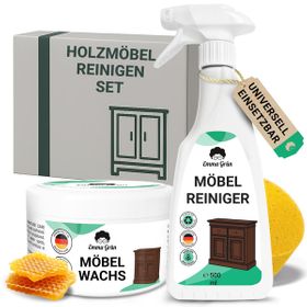 Emma Grün® Holzmöbel reinigen Set mit Reiniger & Wachs