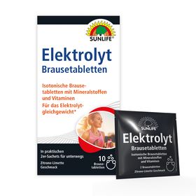 SUNLIFE® Elektrolyte Brausetabletten isotonisch Zitrone-Limette Dextrose Party Reisen Sport