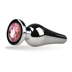 Analplug Silber Kegelförmig mit Zierstein in Pink - Easytoys