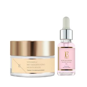 ErthSkin London Rosenblüten-Glow-Gesichtsöl + aufhellende Bio-Feuchtigkeitscreme mit Vitamin C set