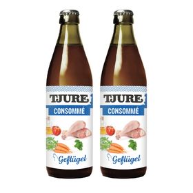 TJURE - Doppelpack Consommé Geflügel - 2 x 320 ml | Energie und Mineralien für Katzen und Hunde