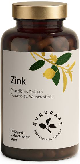 Kurkraft© Zink – Pflanzlich aus Guavenblatt – 10 mg – 60 Kapseln – 2 Monate