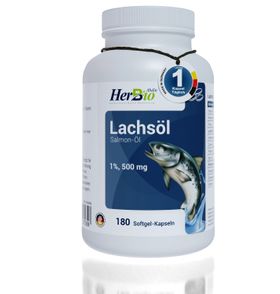 HerbBio Omega-3 und Vitamin E Lachsöl Kapseln 500mg