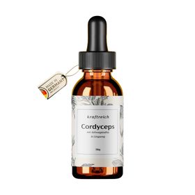 kraftreich® Cordyceps Tropfen mit Ashwaghanda, Gingseng, Honig & Essig