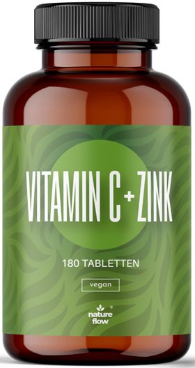 Vitamin C + Zink Hochdosiert - 180 Tabletten - 6 Monate Vorrat - Nature Flow