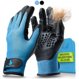 BluePet Fellpflege Handschuh Hund, Katze & Pferd - Entfernt loses Fell - Waschhandschuh Hundehaare