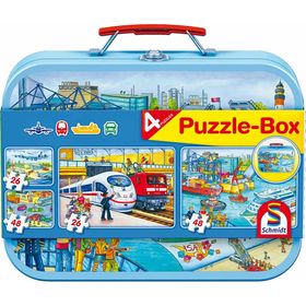 schmidt Puzzle Transport 4in1 im Blechkasten (26,26,48,48 Teile)