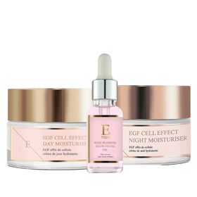 ErthSkin London EGF-Tagesfeuchtigkeitscreme + EGF-Nachtfeuchtigkeitscreme + Rosenblüten-Gesichtsöl