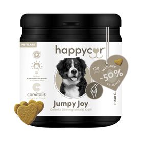 happycor® Jumpy Joy Gelenke, Beweglichkeit und Mobilität bei Hunden, natürlicher Funktionssnack
