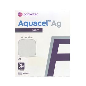 AQUACEL Ag Foam nicht adhäsiv 10x10 cm Verband