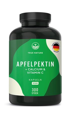 TRUE NATURE® Apfelpektin Kapseln (Apfel Kapseln + Calcium & Vitamin C)