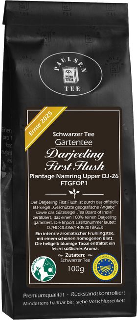 Paulsen Darjeeling First Flush FTGFOP1, Ernte 2025 - Plantage Namring Upper - schwarzer Tee