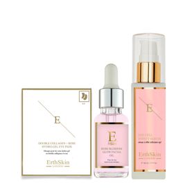 ErthSkin London EGF SERUM + Rose Blossom Glow Gesichtsöl + Double Collagen Eye Pads set