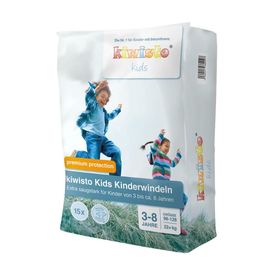 Kiwisto Kids Kinderwindeln, Premium Protection, 3-8 Jahre, 22+ kg, 55 - 66 cm Hüftumfang
