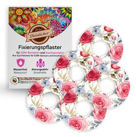Diasticker® Freestyle Libre 3 / 3 Plus Fixiertapes "Red Roses"