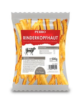 PERRO Rinderkopfhaut geschnitten - natürlicher Kauartikel für Hunde