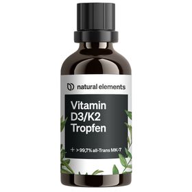 natural elements Vitamin D3 + K2 Tropfen – 99,7+% All-Trans (K2VITAL® von Kappa) + Vitamin D3