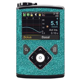 Diasticker® Minimed Sticker inkl. Clip (600/700er-Serie) "Türkis Glitzer"