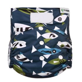 T-TOMI Höschenwindel AIO - Wickel Set Klettverschluss Fish